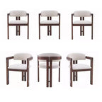 Mid-Century Modern Rubberwood Upholstered Dining Chairs