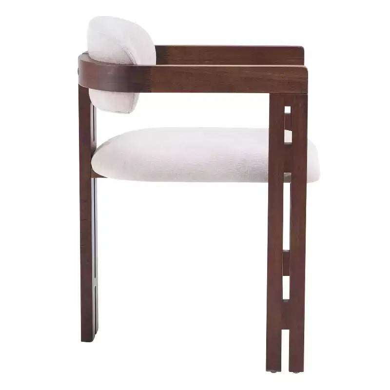 Mid-Century Modern Rubberwood Upholstered Dining Chairs