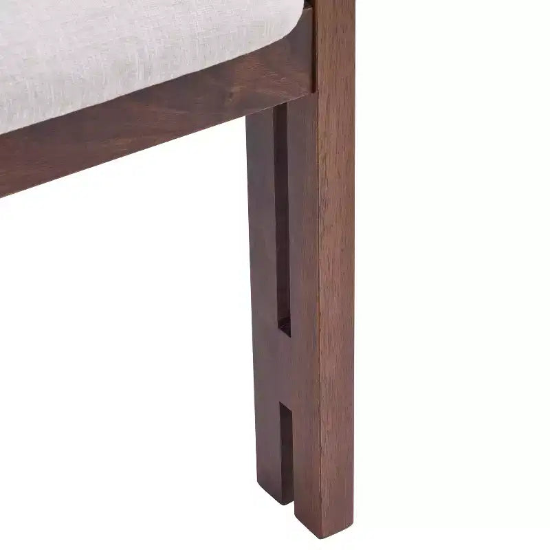 Mid-Century Modern Rubberwood Upholstered Dining Chairs