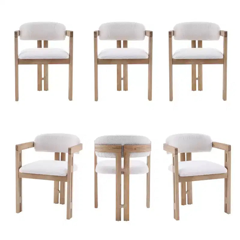 Mid-Century Modern Rubberwood Upholstered Dining Chairs
