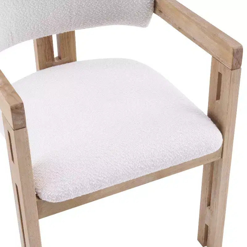 Mid-Century Modern Rubberwood Upholstered Dining Chairs