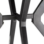 Wood Finish and Iron Gray Metal Base 4-Person Round Dining Table - Light Pine/Grey