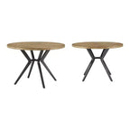 Wood Finish and Iron Gray Metal Base 4-Person Round Dining Table - Light Pine/Grey