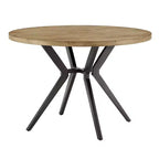 Wood Finish and Iron Gray Metal Base 4-Person Round Dining Table - Light Pine/Grey