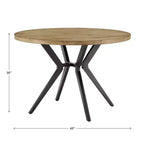 Wood Finish and Iron Gray Metal Base 4-Person Round Dining Table - Light Pine/Grey