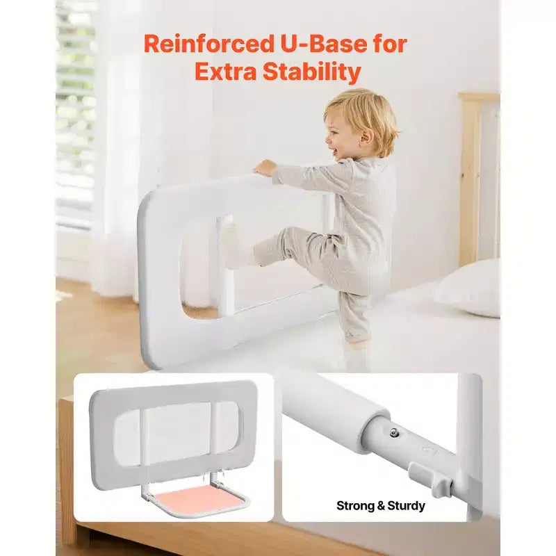 Toddler Bed Rail, Kids Beds Guard Rail with Reinforced Iron Pipe and Oxford Cloth, Adjustable Height Bed Side Railing, 1 Piece, Gray