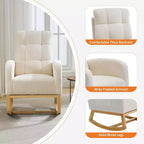 Modern Nursery Upholstered Rocking Chair,Boucle Glider Chair Nursery Chair with High Back,Rocking Accent Armchair, for Living Room, Beige