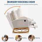 Modern Nursery Upholstered Rocking Chair,Boucle Glider Chair Nursery Chair with High Back,Rocking Accent Armchair, for Living Room, Beige