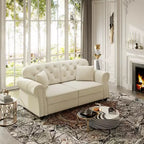 Eloise 63" Velvet Chesterfield Loveseat with Nailhead Trim & Rolled Arms