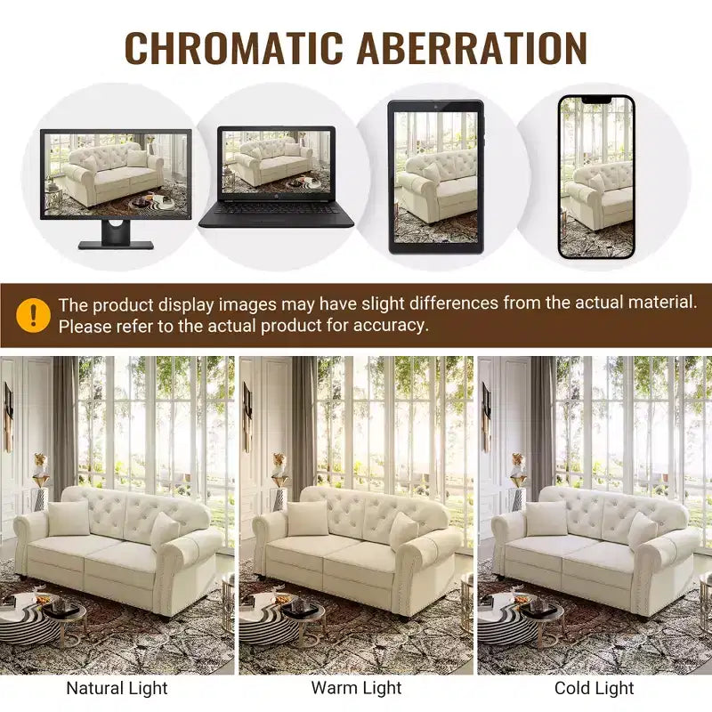 Eloise 63" Velvet Chesterfield Loveseat with Nailhead Trim & Rolled Arms