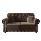 Eloise 63" Velvet Chesterfield Loveseat with Nailhead Trim & Rolled Arms