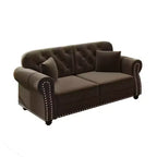Eloise 63" Velvet Chesterfield Loveseat with Nailhead Trim & Rolled Arms