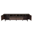 Modern 76 Wood TV Stand with Drawers and Rattan Storage Cabinet