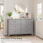 Large Modern Black 6-Drawer Wood Dresser, Deep Drawers & Metal Knobs for Bedroom, Entryway, Hallway