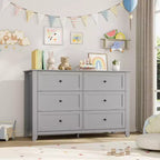 Large Modern Black 6-Drawer Wood Dresser, Deep Drawers & Metal Knobs for Bedroom, Entryway, Hallway