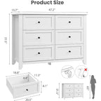 Large Modern Black 6-Drawer Wood Dresser, Deep Drawers & Metal Knobs for Bedroom, Entryway, Hallway