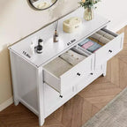 Large Modern Black 6-Drawer Wood Dresser, Deep Drawers & Metal Knobs for Bedroom, Entryway, Hallway