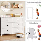 Large Modern Black 6-Drawer Wood Dresser, Deep Drawers & Metal Knobs for Bedroom, Entryway, Hallway