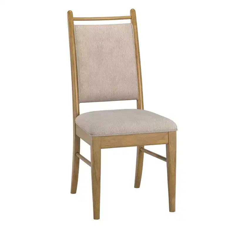 Wood Finish Beige Fabric Dining Chair
