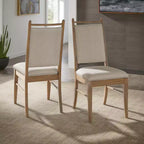 Wood Finish Beige Fabric Dining Chair