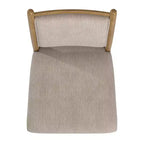 Wood Finish Beige Fabric Dining Chair