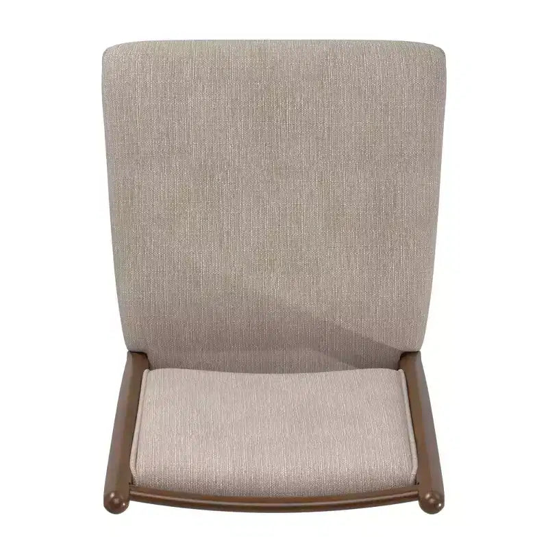 Wood Finish Beige Fabric Dining Chair