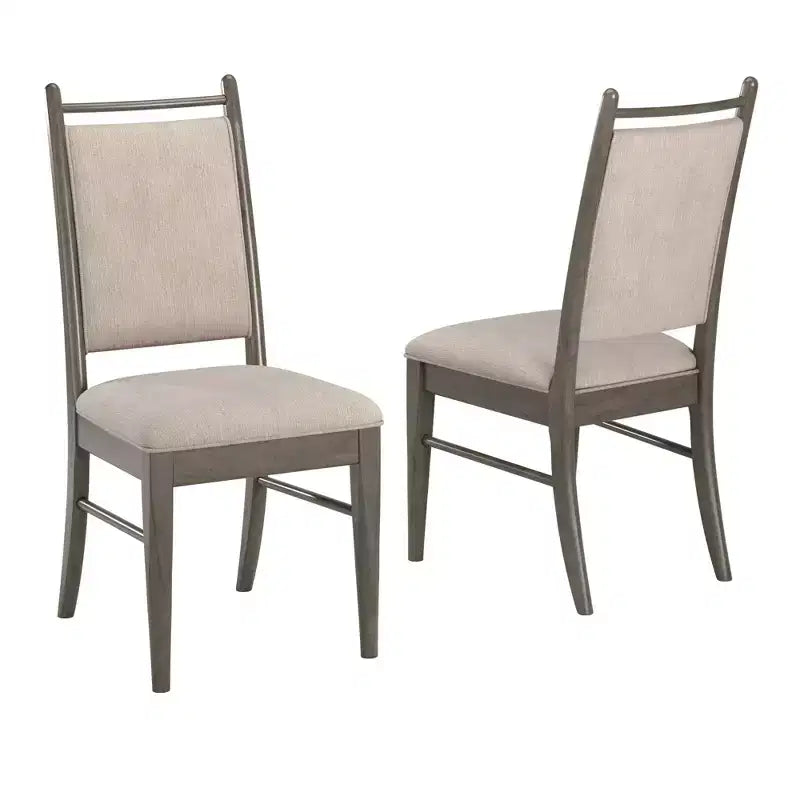 Wood Finish Beige Fabric Dining Chair