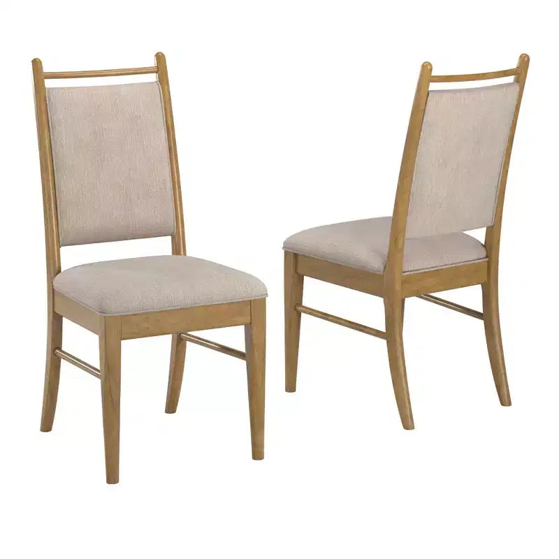 Wood Finish Beige Fabric Dining Chair