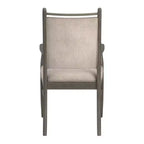 Wood Finish Beige Fabric Arm Chair
