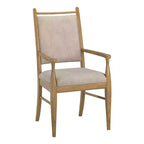 Wood Finish Beige Fabric Arm Chair