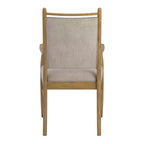 Wood Finish Beige Fabric Arm Chair