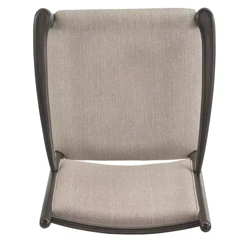 Wood Finish Beige Fabric Arm Chair