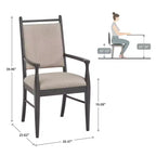 Wood Finish Beige Fabric Arm Chair