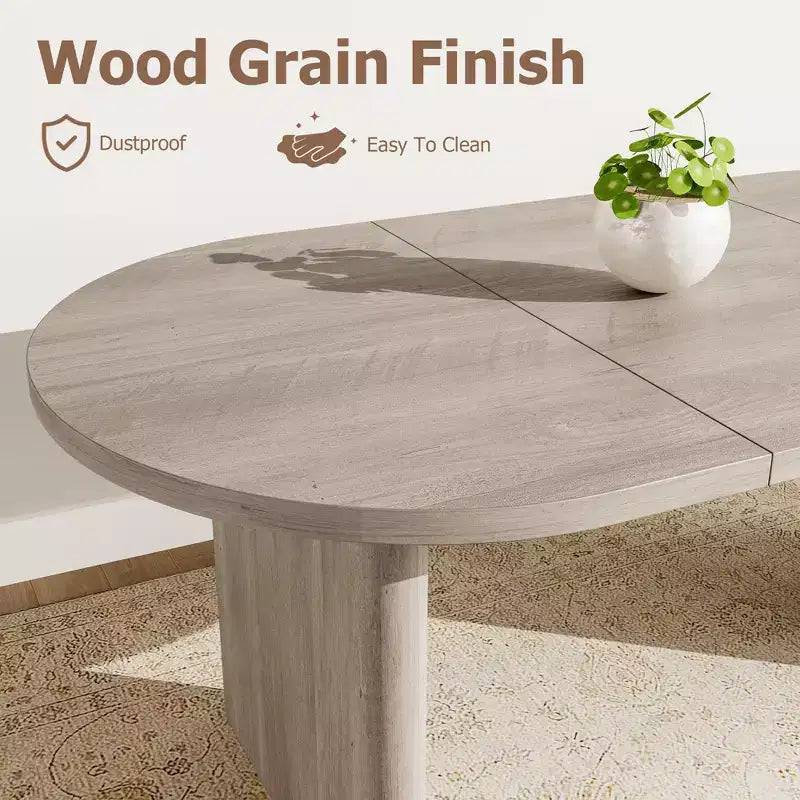 Oval Dining Table for 6-8 People, Long Large Kitchen Table with Thick Sturdy Wooden Base, Farmhouse Dining Room Table (63 Long)