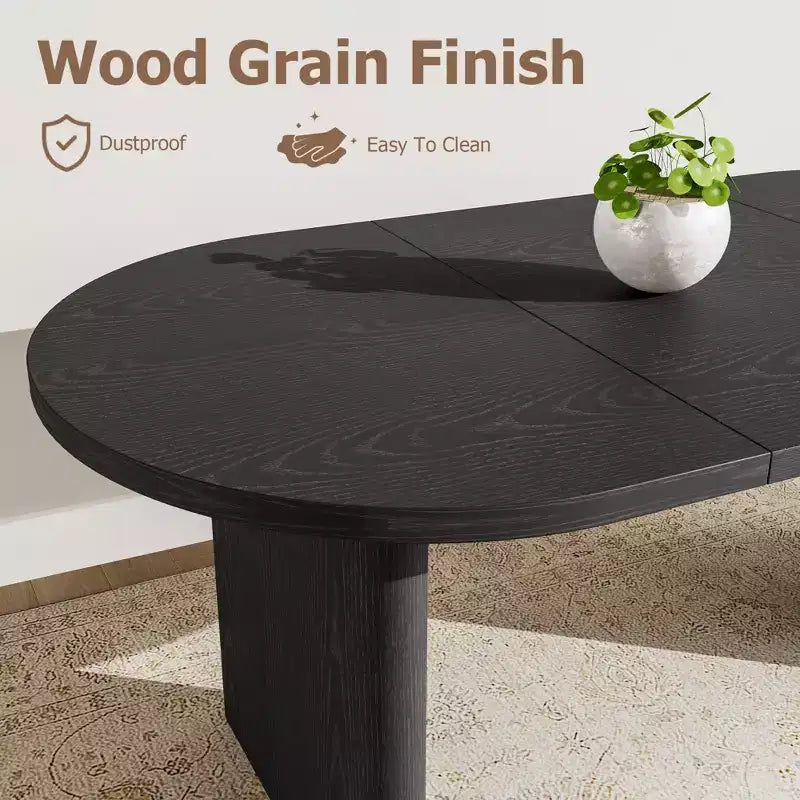 Oval Dining Table for 6-8 People, Long Large Kitchen Table with Thick Sturdy Wooden Base, Farmhouse Dining Room Table (63 Long)
