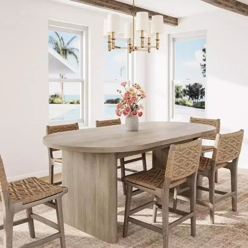 Oval Dining Table for 6-8 People, Long Large Kitchen Table with Thick Sturdy Wooden Base, Farmhouse Dining Room Table (63 Long)