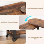 Swivel Side Table with Charging Station and Storage Bag, Rotating End Table with 6 Locking Wheels for Bedroom Living Room