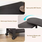 Swivel Side Table with Charging Station and Storage Bag, Rotating End Table with 6 Locking Wheels for Bedroom Living Room