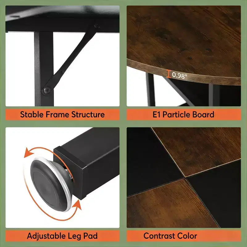 Hawthorne 47-Inch Round Dining Table with Built-In Storage Shelf