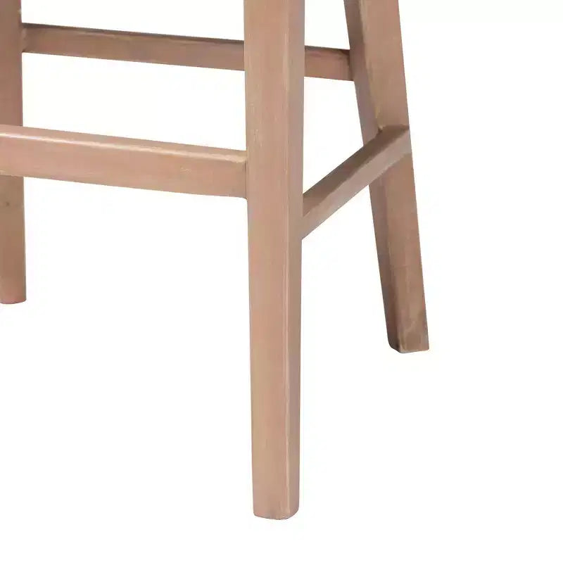 Papua Rattan and Mahogany Wood Counter Height Barstool Antique White Wash/Light Brown