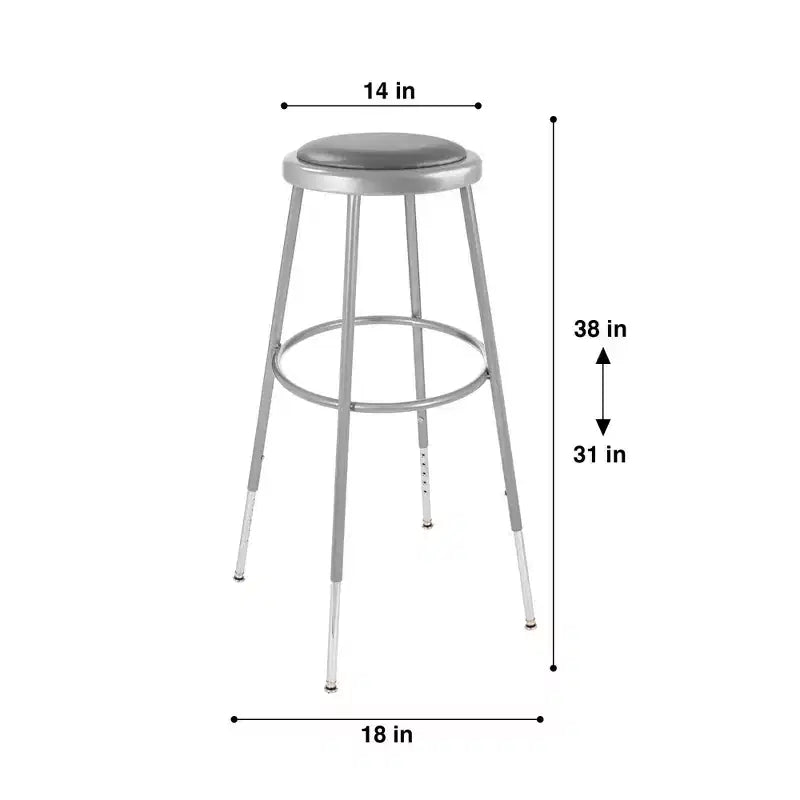 32"-39" Height Adjustment Stool Gray: Vinyl Upholstery, Steel Frame, Armless Design
