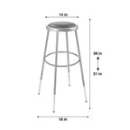 32"-39" Height Adjustment Stool Gray: Vinyl Upholstery, Steel Frame, Armless Design