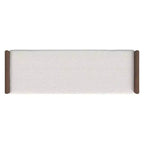 Upholstered Boucle Bench with Wood Base Cream: Mid-Tone Walnut Finish, Rectangle Shape, Polyester Upholstery