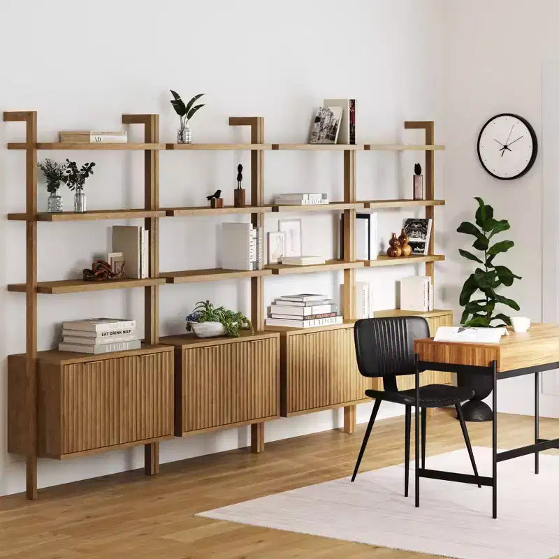 71.9" Jasper Wood Fluted Bookshelf Brown