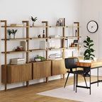71.9" Jasper Wood Fluted Bookshelf Brown