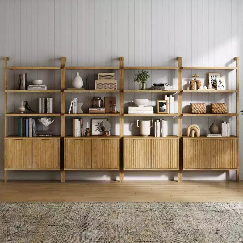 71.9" Jasper Wood Fluted Bookshelf Brown