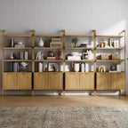 71.9" Jasper Wood Fluted Bookshelf Brown