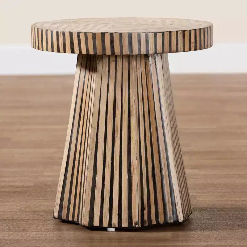 Devika Two Tone Bamboo End Table Dark Brown/Natural Brown