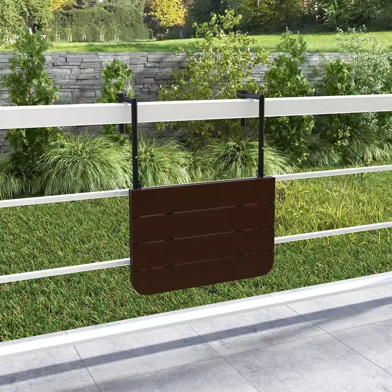 Folding Hanging Table Outdoor Railing Table with 3-Level Adjustable Height