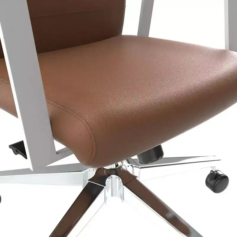 Aleen Modern Leather Office Chair - Swivel & Tilt Ergonomic Desk Chair with Iron Frame - Home Office